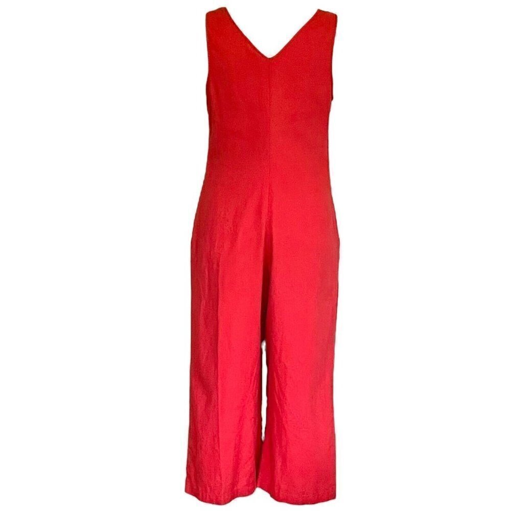 Knot Sisters Riley Jumpsuit Womens Sz S Terracotta Linen Wide Leg Minimalist - Picture 7 of 9